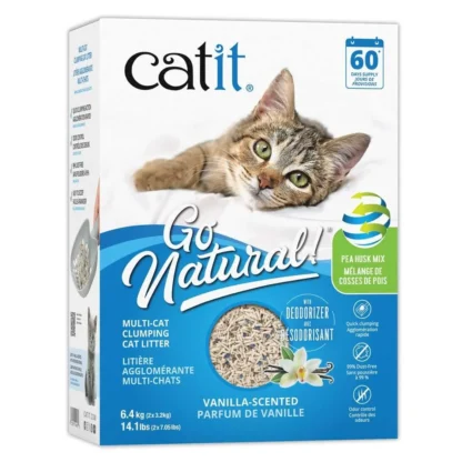 Go Natural Pea Husk Mix Multi-Cat Clumping Litter, Vanilla, 6.4 kg – Catit