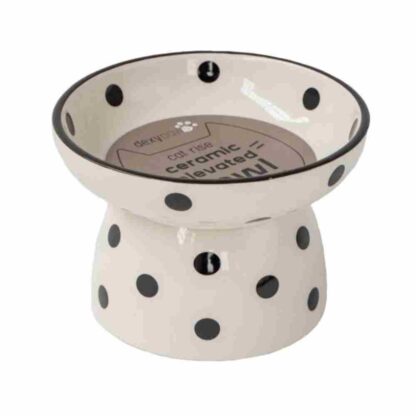 Raised Ceramic Polka Dot Cat Bowl 8.7oz – DexyPaws