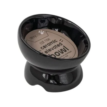 Raised Ceramic Cat Bowl Black 7oz - Dexy Paws