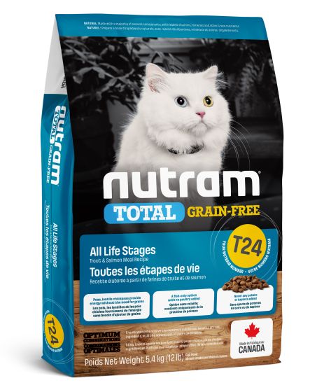 Nutram Total (T24) Grain Free Trout and Salmon Cat Food 12lbs