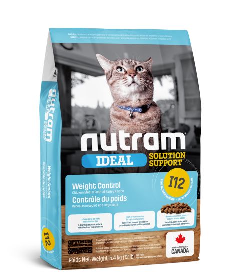Nutram Ideal (I12) Weight Control, Chicken and Barley Cat Food 12lbs