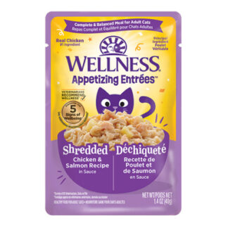 Wellness® Appetizing Entrées™ Shredded Chicken & Salmon Recipe in Sauce Wet Cat Food 1.4oz