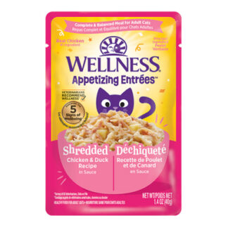 Wellness® Appetizing Entrées™ Shredded Chicken & Duck Recipe in Sauce Wet Cat Food 1.4oz