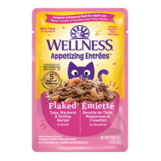 Wellness® Appetizing Entrées™ Flaked Tuna, Mackerel & Shrimp in Broth Wet Cat Food 1.4oz