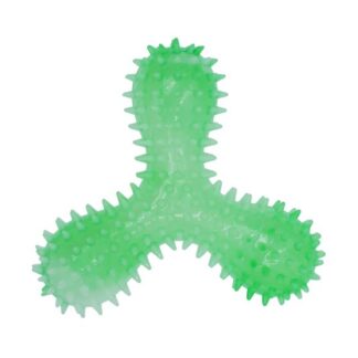Bud'Z Luminous Rubber Dog Toy - Spiked Triskelion, Green 6.3"