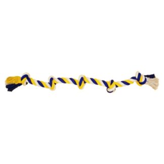 Bud'Z Rope Toy , With 5 Knots - Large, Blue and Yellow 90cm